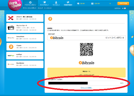 オンラインカジノ 仮想通貨入金