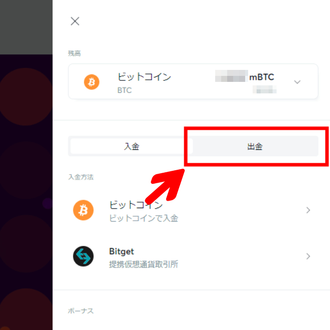 ビットカジノ初回入金ボーナス出金2