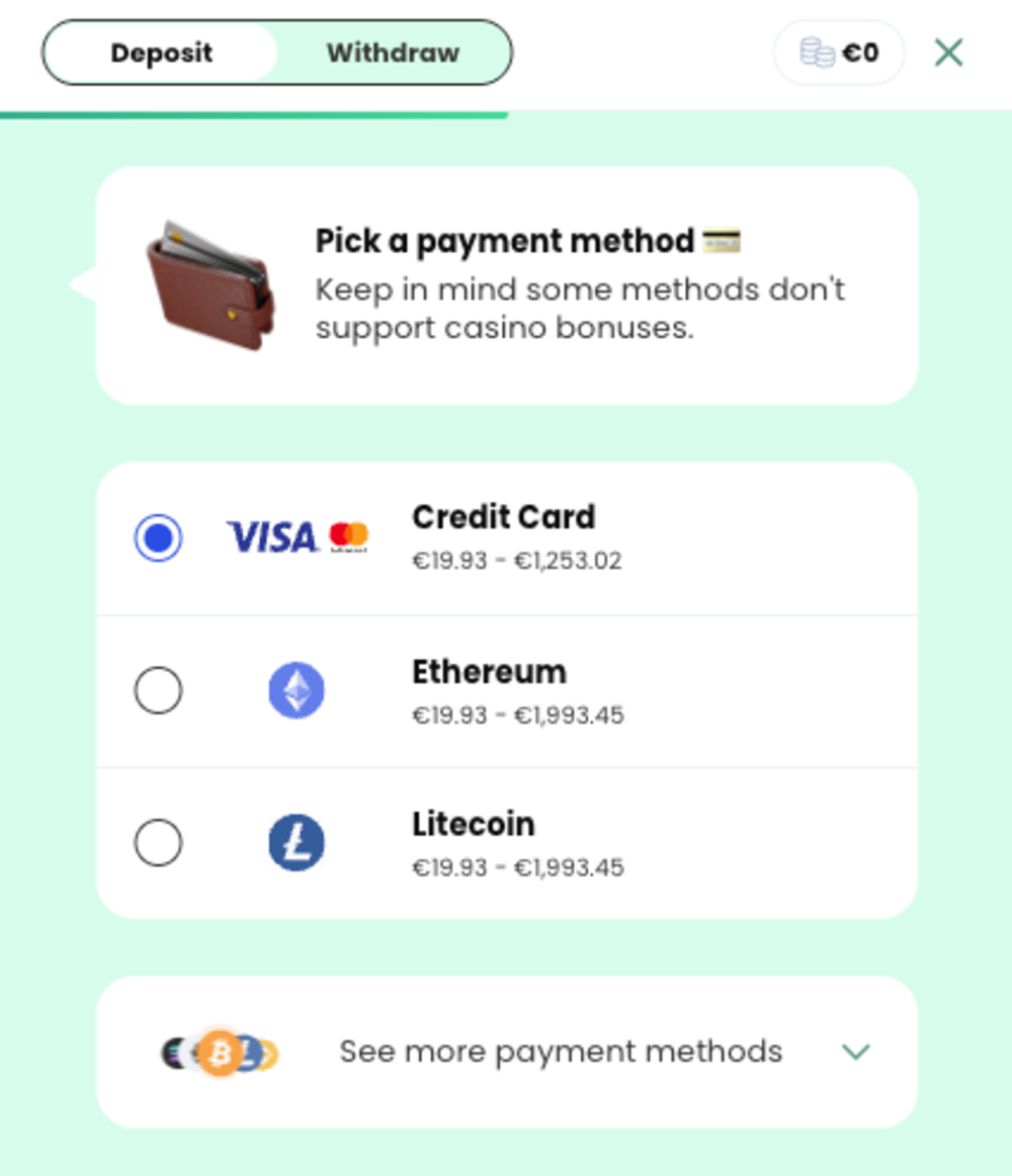 希望の決済方法を選択