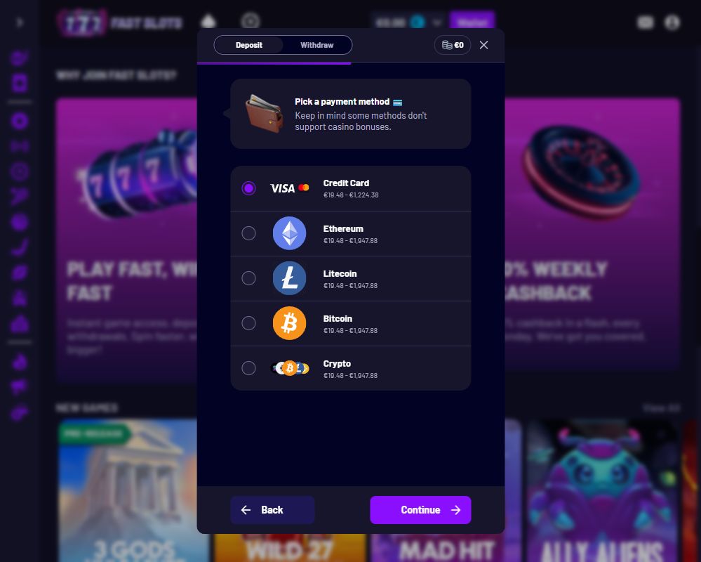 ファストスロット入金方法